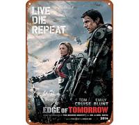 Aisdjjuehy Edge Of Tomorrow (#4 of 17) Live Die. Repeat. 2014 Affiche de film en aluminium pour décoration de maison, bar, boutique, café, cadeau vintage, 20,3 x 30,5 cm, 20,3 x 30,5 cm, couleur
