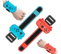 Aiseeok Lot de 2 Bracelets Élastiques Réglables Compatible avec Joy Con, pour Nintendo Switch Switch OLED et Just Dance 2026-2021 ainsi que Zumba Burn It Up, pour Adultes Enfants, Rouge Bleu