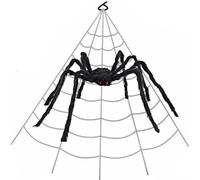 AISENO Décorations d'halloween en Toile d'araignée de 508 cm et araignée géante virtuelle réaliste de 198 cm pour décoration intérieure et extérieure