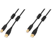 AISENS A101 - 0011 - Câble USB 2.0 Imprimante de 5 m, Couleur Noir (Lot de 2)