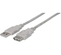 AISENS A101 - 0013 - Câble Extension USB 2.0 (1.8 m pour sur Un câble, apte pour Jeux de Console, caméras numériques, Webcam, imprimantes et Souris) Couleur Beige