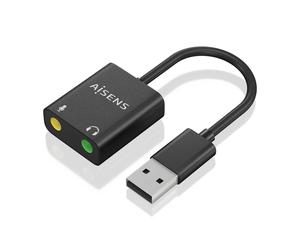 AISENS A106-0769 changeur de genre de câble USB-A 2x 3.5 mm Noir