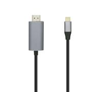 AISENS A109-0392 câble vidéo et adaptateur 0,8 m HDMI Type A (Standard) USB Type-C Aluminium, Noir