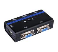 AISENS A111-0064 - KVM VGA USB Switch 1U-2PC with Cable to Control Two CPUs, Black