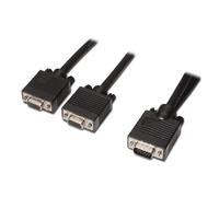 AISENS A113-0081 - Câble diviseur SVGA (HDB15/M-2xHDB15/H, 45 cm, pour doubler le signal) Couleur Noir