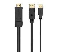 AISENS A122-0641 câble vidéo et adaptateur 1,8 m HDMI Type A (Standard) DisplayPort + USB Type-A Noir