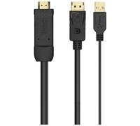 AISENS A122-0641 câble vidéo et adaptateur 1,8 m HDMI Type A (Standard) DisplayPort + USB Type-A Noir