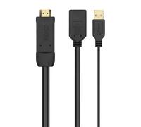 AISENS A122-0642 câble vidéo et adaptateur 0,1 m HDMI Type A (Standard) DisplayPort + USB Type-A Noir