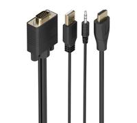 AISENS - A122-1014 - Câble convertisseur HDMI vers SVG Audio, HDMI A/M-SVGA/M+Jack 3.5/M+USB-A/M, 1,5 m
