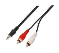 AISENS A128 - 0147 - Câble Audio stéréo (Jack 3.5/M-2 X RCA mâle, 1.5 m) Couleur Noir