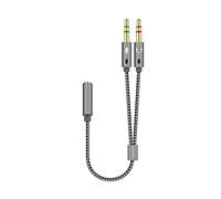 AISENS A128-0417 Câble adaptateur audio Jack 3.5 4broches/H-2xJack 3.5 3broches/M, gris, 25 cm