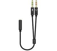 Aisens Câble adaptateur audio A128-0418 Jack 3,5mm 4 broches vers 2x Jack 3,5mm 3 broches 25 cm Noir