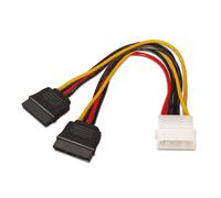 Aisens Câble d'alimentation SATA A131-0161 – Molex 4 broches mâle vers 2 SATA femelles, 20 cm, noir
