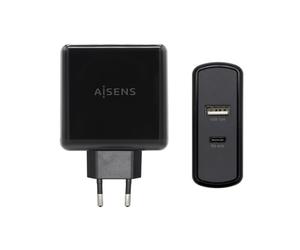 AISENS ASCH-2PD45A-BK chargeur d'appareils mobiles GPS, Manettes de jeu, MP3, MP4, Téléphone portable, Ordinateur portable, Smartphone, Tablette Noir Secteur Charge rapide Intérieure