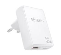 AISENS ASCH-30W2P074-W chargeur d'appareils mobiles Caméra Numérique, Téléphone portable, Ordinateur portable, Smartphone, Tablette, Universel Blanc Secteur Charge rapide Intérieure