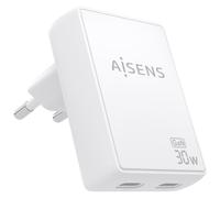 AISENS ASCH-30W2P075-W chargeur d'appareils mobiles Caméra Numérique, Téléphone portable, Ordinateur portable, Smartphone, Tablette, Universel Blanc Secteur Charge rapide Intérieure