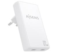AISENS ASCH-65W2P077-W chargeur d'appareils mobiles Caméra Numérique, Téléphone portable, Ordinateur portable, Smartphone, Tablette, Universel Blanc Secteur Charge rapide Intérieure