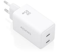AISENS ASCH-65W2P078-W chargeur d'appareils mobiles Caméra Numérique, Téléphone portable, Ordinateur portable, Smartphone, Tablette, Universel Blanc Secteur Charge rapide Intérieure