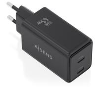 AISENS ASCH-65W2P079-BK chargeur d'appareils mobiles Caméra Numérique, Téléphone portable, Ordinateur portable, Smartphone, Tablette, Universel Noir Secteur Charge rapide Intérieure