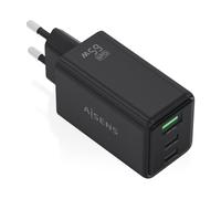 AISENS ASCH-65W3P073-BK chargeur d'appareils mobiles Caméra Numérique, GPS, Téléphone portable, Ordinateur portable, Smartphone, Tablette, Universel Noir Secteur Charge rapide Intérieure
