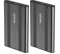 AISENS ASE-2526GR - Boîtier Externe 2,5" 9,5 mm SATA A USB 3.0/Usb3.1 Gen1, Gris (Lot de 2)