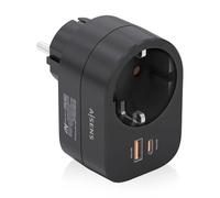 AISENS - ASPS-1A1C07-BK - Multiprise Murale Multifonction avec 1 Prise + 1 x USB-C 20 W PD3.0, 1 x USB-A 20 W QC3.0, Noir