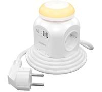 AISENS - ASPS-2A1CLPQ02-W - Multifonctionnel avec 4 Prises + 1Xusb-C 20 W Pd3.0, 2Xusb-A 18 W Qc3.0, lumière de Nuit 1,8 m, Blanc