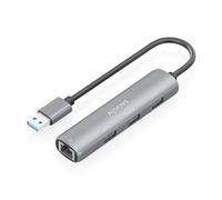 AISENS Station d'accueil USB 4 en 1 ASUC-4P034-GR – 3x USB-A, RJ45 Gigabit, USB 3.2 Gen1, Gris 15 cm
