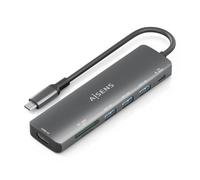 AISENS ASUC-7P025-GR - USB-C Dock 7 en 1, USB-C A 1 x HDMI, 3 x USB-A, 1 x USB-C PD 100 W, 1 x SD, 1 x Micro SD, Gris, 15 cm