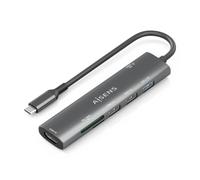 AISENS ASUC-7P027-GR - USB-C Dock 7 en 1, USB-C A 1 x HDMI, 2 x USB-A USB2.0, 1 x USB-A USB3.0, 1 x USB-C PD 100 W, 1 x SD, 1 x Micro SD, Gris, 15 cm