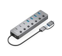 AISENS ASUC-8P043-GR - HUB USB3.1 Gen1 USB-C USB-A, USB-C/M+USB-A/M-4xUSB-A/H+3xUSB-C/H+1xUSB-C/H ALIM., Gris, 30 cm