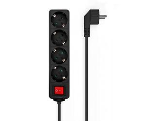 Aisens Base Multiple 4 Prises avec Interrupteur avec Câble 3×1.5mm2-1.4m - Couleur Noir