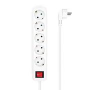 Aisens Base Multiple 5 Prises Avec Interrupteur Avec Câble 3×1.5mm2-1.4m - Couleur Blanche
