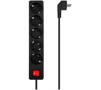 Aisens Base Multiple 5 Prises avec Interrupteur avec Câble 3×1.5mm2-1.4m - Couleur Noir
