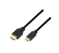 AISENS Cable HDMI A Mini HDMI A119-0115 CONECTORES A-Macho/C-Macho Alta VELOCIDAD Con ETHERNET SOPORTA FHD/UHD/HD/3D 3M Negro