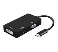 AISENS Convertisseur USB-C vers DVI/HDMI/VGA, USB-C/M-DVI/H-HDMI/H-VGA/H, Noir 15 cm