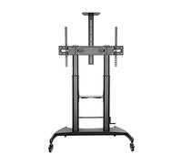 AISENS - FT100TE-123 - Support de Sol écologique avec Roue et poignée, Plateau et Support de caméra pour TV 100KG 60-100, Noir