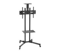 AISENS FT70TE-035 - Support de sol pour moniteur/télévision 37'-70' (avec roulette et plateau pour DVD), noir
