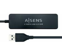 AISENS Hub USB 2.0, type A/M - 4 x type A/H, noir, 30 cm