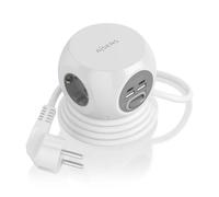 AISENS Multiprise Multifonction avec 3 Prises, 2 x USB C, 2 x USB A, 1 4 m, Blanc