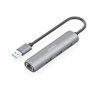 AISENS Station d'accueil USB 4 en 1 ASUC-4P034-GR – 3x USB-A, RJ45 Gigabit, USB 3.2 Gen1, Gris 15 cm