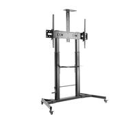 AISENS Support de Sol Eco avec Roues et manivelle, Plateau pour DVD et Support de caméra pour Moniteur/TV 100 kg de 60-100, Noir