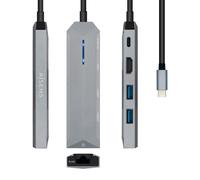AISENS USB-C Dock 5 EN 1, USB-C A 1XHDMI, 1XRJ45, 2XUSB, 1XPD, GRIS, 15 CM