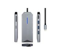 AISENS - USB-C DOCK 8 EN 1, USB-C A 1xHDMI, 1xRJ45, 3xUSB, 1xPD, 1xSD, 1xMICRO SD, GRIS, 15CM