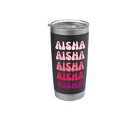 Aisha First Name Minimalist Design Gobelet isotherme en acier inoxydable double paroi