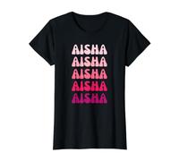 Aisha First Name Minimalist Design T-Shirt Graphique avec Valeur, Femme, Noir, L