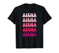 Aisha First Name Minimalist Design T-Shirt Graphique avec Valeur, Homme, Noir, M