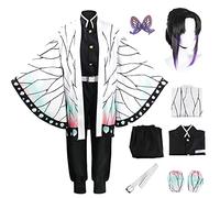 AISHANGYIDE Femme Kochou Shinobu Cosplay Costume avec Perruque Déguisement de Anime Kimetsu no Yaiba Shinobu Kochou Kimono Halloween Carnaval Fête Performance sur Scène Costume Adulte