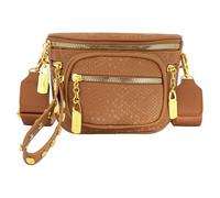 Aisi Sac banane en cuir pour femme, sac à bandoulière, plusieurs poches, sac de poitrine, marron, Taille unique, Sac banane tendance