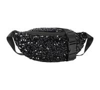 Aisi, sac banane scintillant à paillettes pour femmes, sac de taille à sequins avec sangle ajustable, sac banane pour dames, sac à bandoulière multifonctionnel, sac de poitrine, Noir , 13.0 x 3.9 5.9